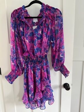 Misa Los Angeles Pink & Purple Floral Midi Dress